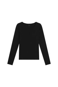 Pointelle Slim Fit Long Sleeve in Black