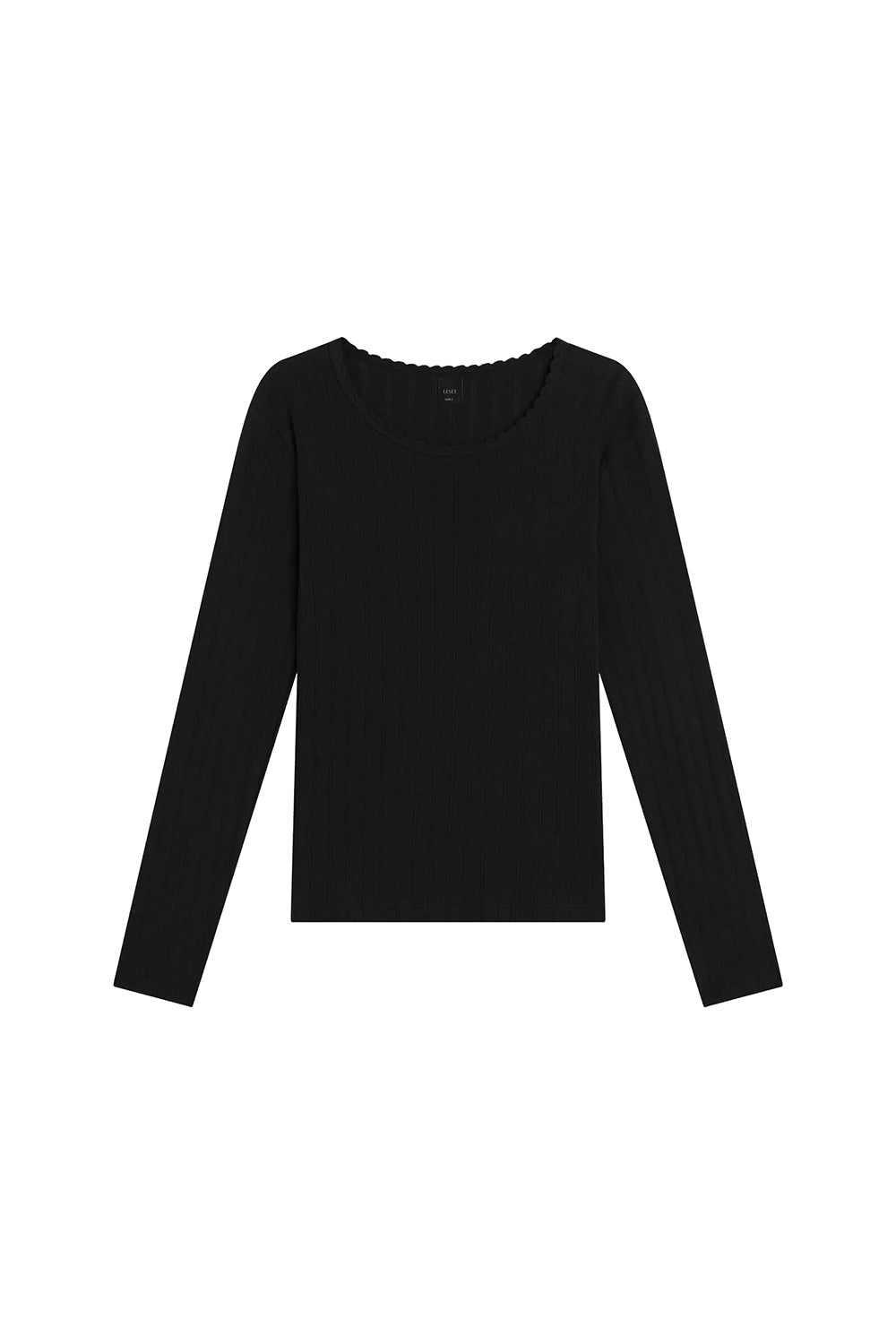 Pointelle Slim Fit Long Sleeve in Black