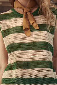 The Crochet Sweater Shell in Grove and Cream