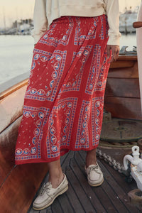 The Canary Skirt in Red Sailboat Bandana