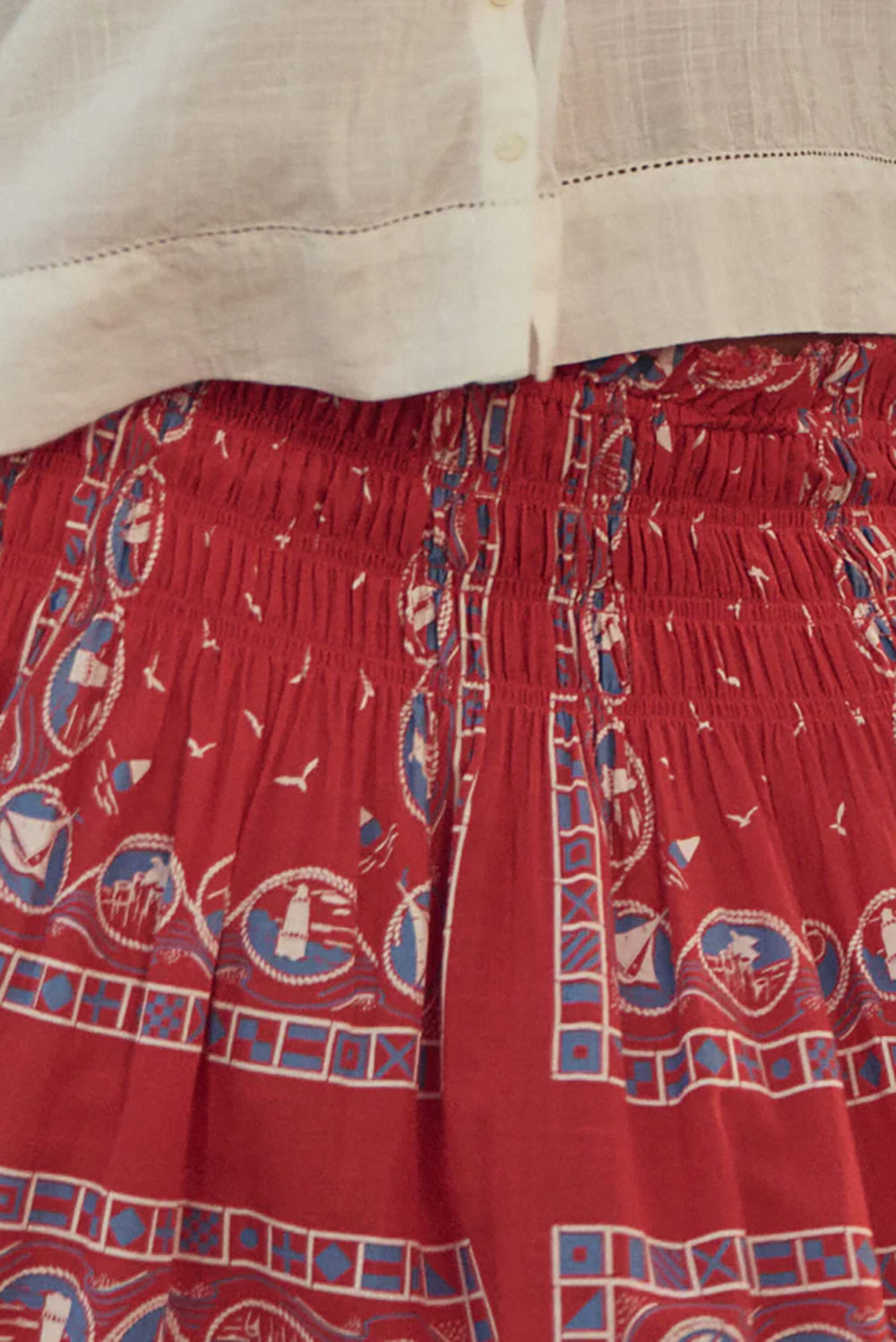 The Canary Skirt in Red Sailboat Bandana