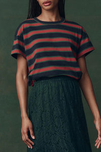 The Boxy Crew in Navy Bridle Stripe