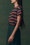 The Boxy Crew in Navy Bridle Stripe
