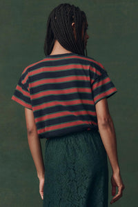 The Boxy Crew in Navy Bridle Stripe
