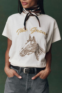 The Boxy Crew Tee with Horse Embroidery