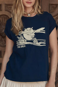 The Boxy Crew with Everglade Graphic in True Navy