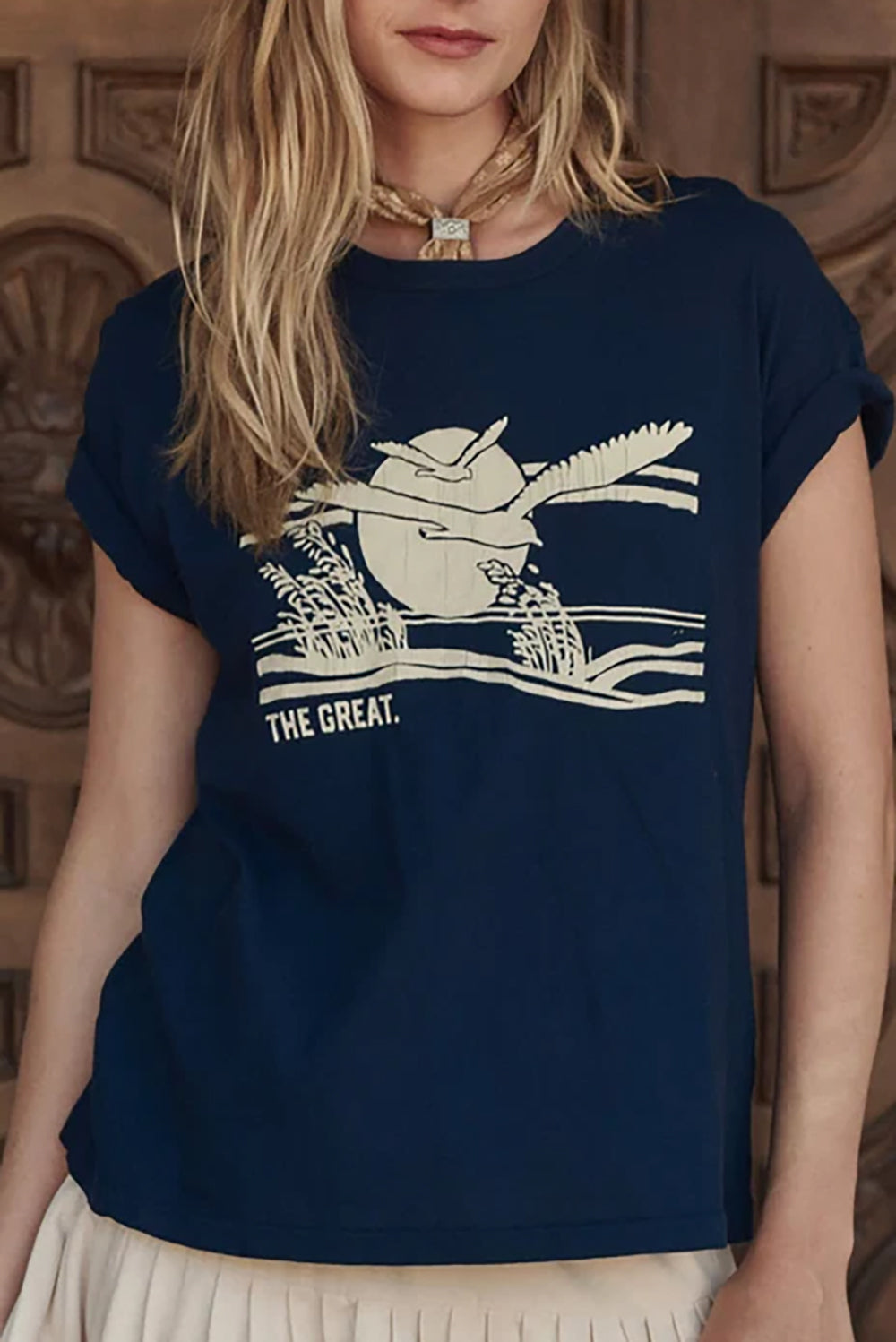 The Boxy Crew with Everglade Graphic in True Navy