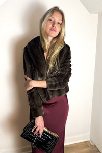 Davy Faux Fur Jacket in  Dark Java Striped Fur