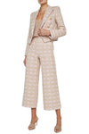 Lila Boxy Blazer in Ecru Pink Gold Houndstooth