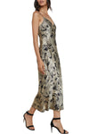 Seridie Silk Slip Dress in Gold Multi Textured Paisley