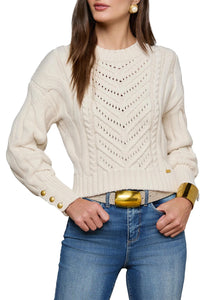 Storm Cable Knit Sweater in Ivory Gold