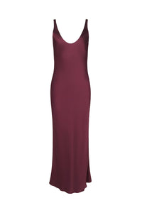 Akiya Satin Maxi Dress in Merlot Red