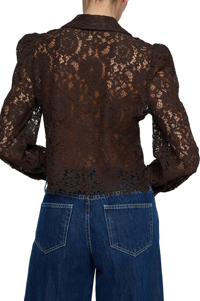 Anita Lace Blouse in Dark Brown