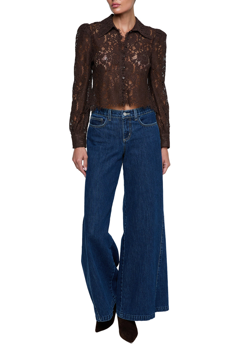 Anita Lace Blouse in Dark Brown