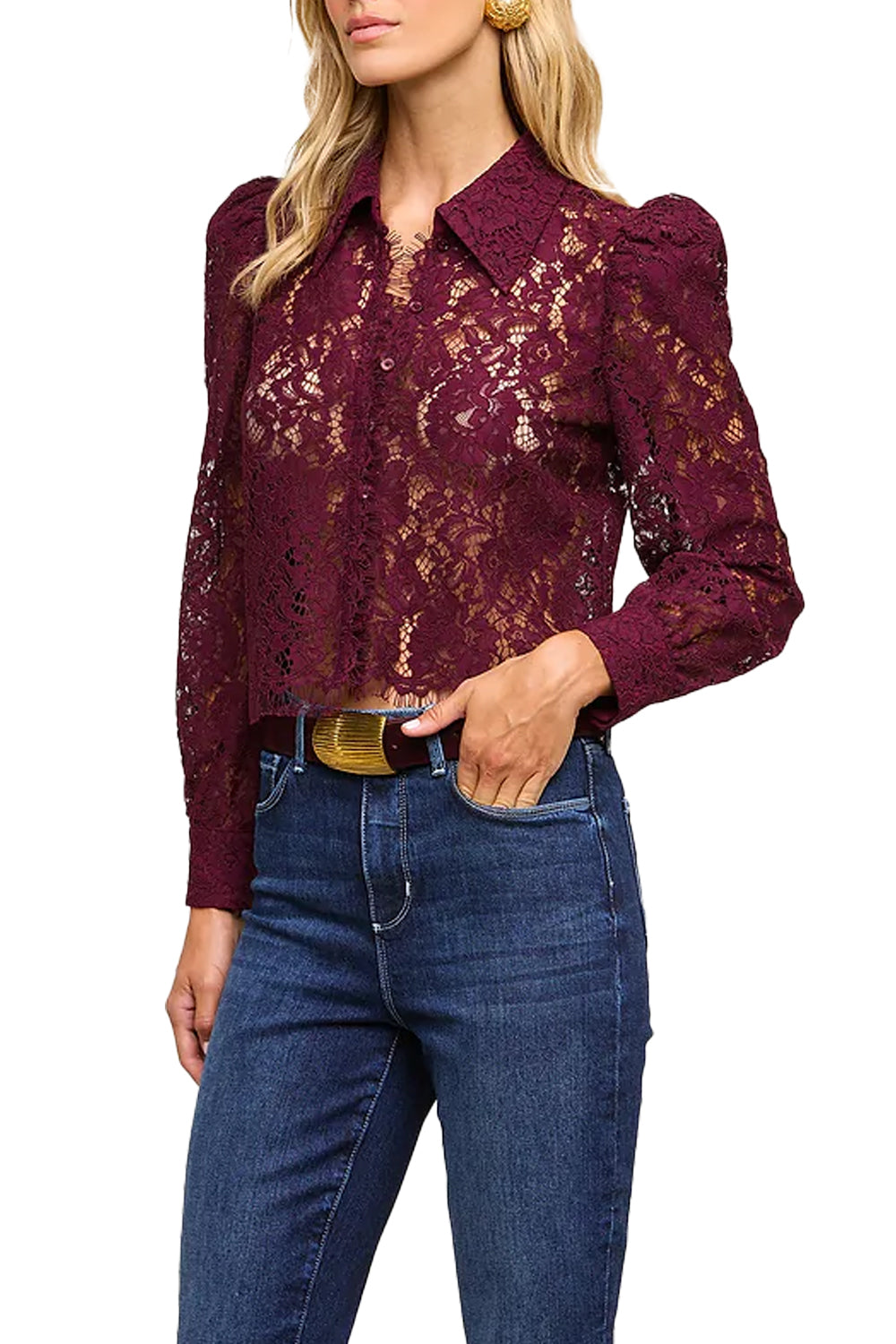 Anita Lace Blouse in Sangria