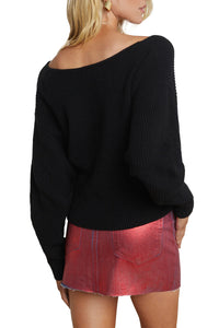 Antonella Crossover Sweater in Black