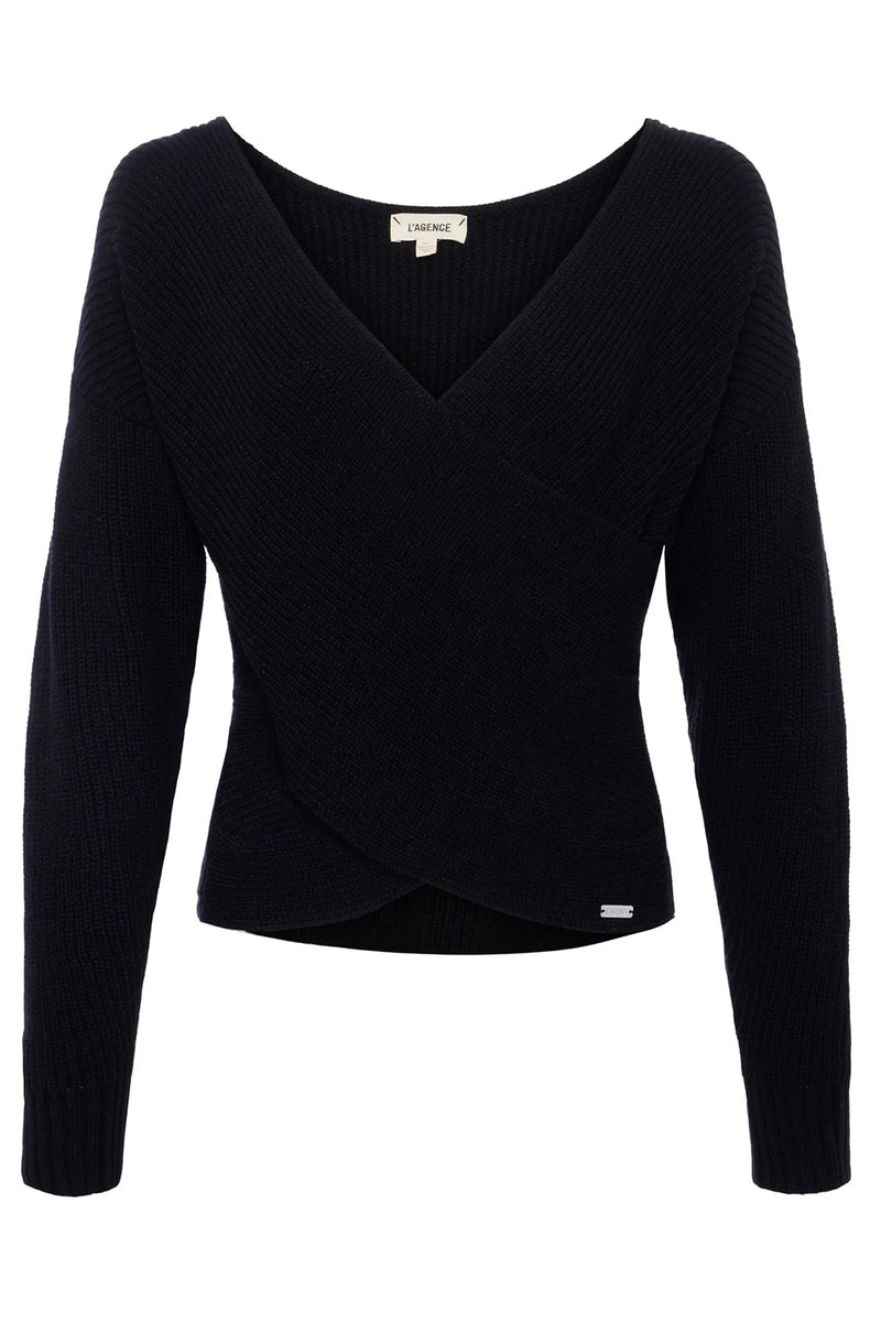 Antonella Crossover Sweater in Black