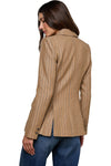 Chamberlain Pinstriped Blazer in Tan Charcoal Stripe