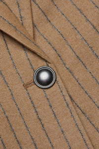 Chamberlain Pinstriped Blazer in Tan Charcoal Stripe