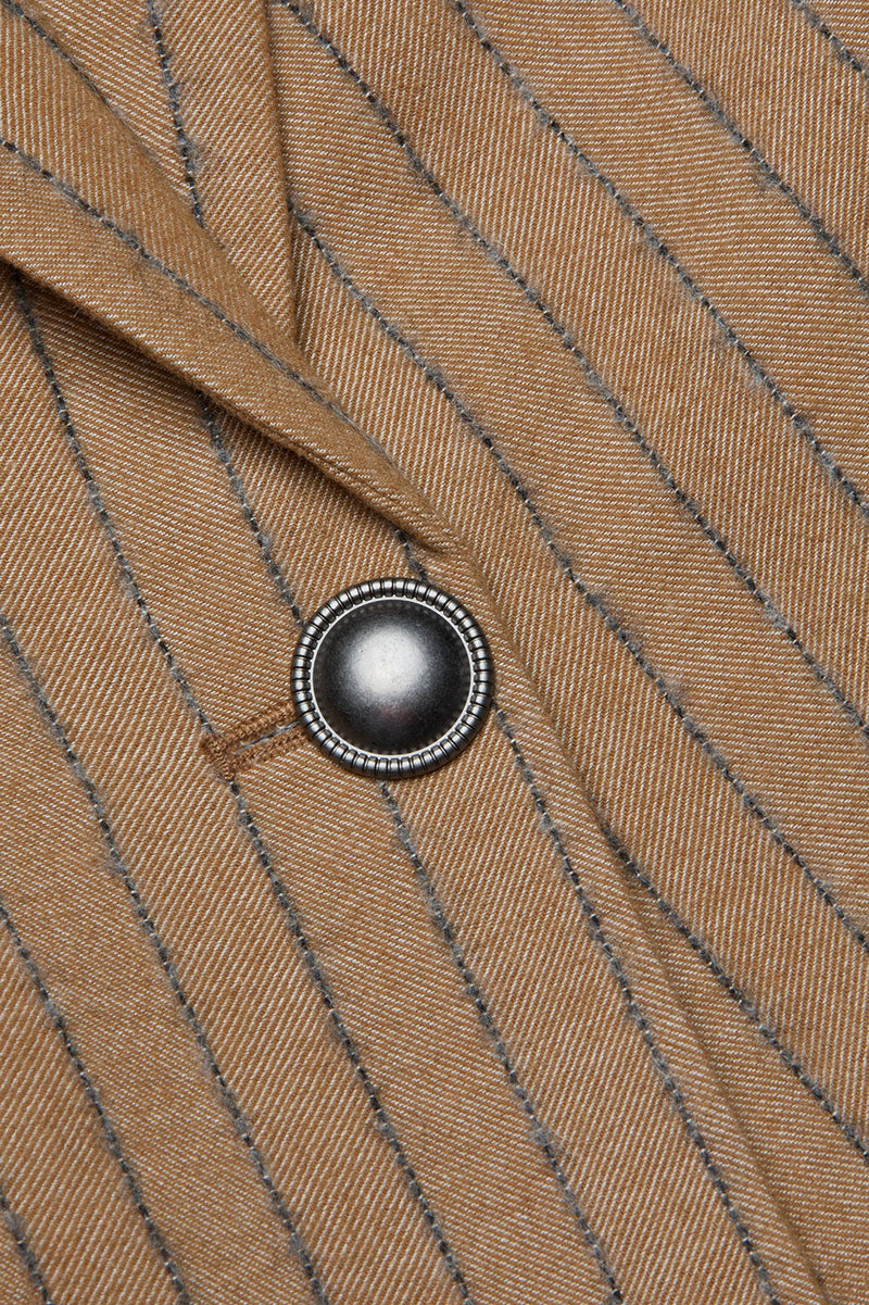 Chamberlain Pinstriped Blazer in Tan Charcoal Stripe