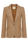 Chamberlain Pinstriped Blazer in Tan Charcoal Stripe