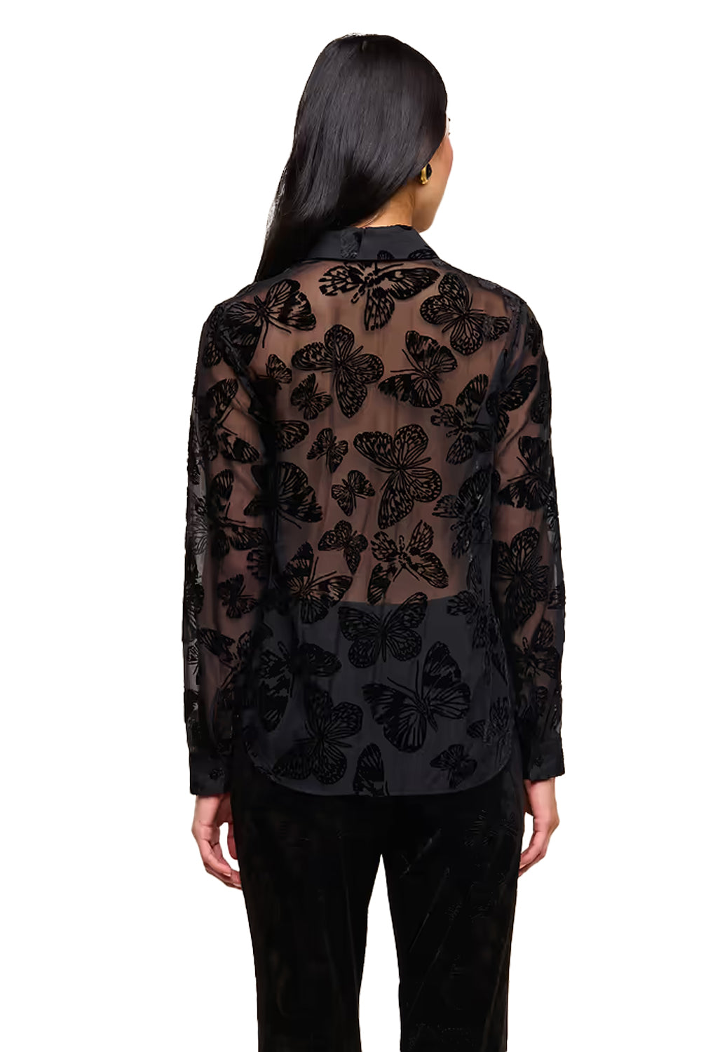 Laurent Velvet Blouse in Black Butterfly