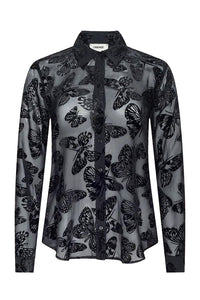Laurent Velvet Blouse in Black Butterfly