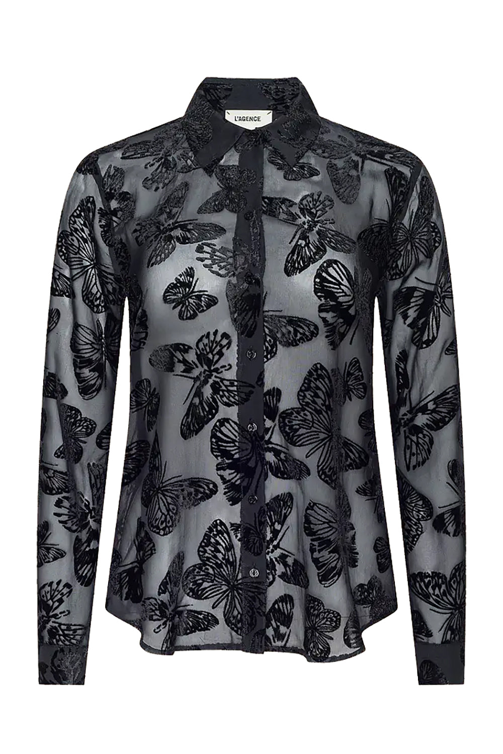 Laurent Velvet Blouse in Black Butterfly