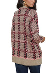 Macie Houndstooth Cardigan in Natural Pink Burgundy Black Sequin