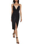 Chatou Sequin Twist-Front Dress in Black