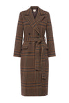 Kolina Plaid Long Coat in Brown Plaid