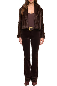 Davy Faux Fur Jacket in  Dark Java Striped Fur