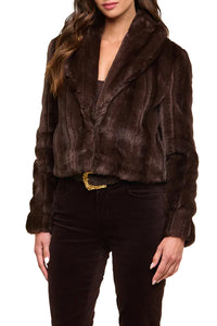 Davy Faux Fur Jacket in  Dark Java Striped Fur