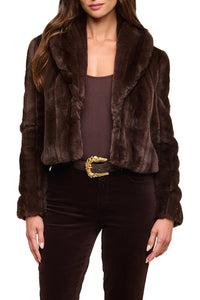 Davy Faux Fur Jacket in  Dark Java Striped Fur