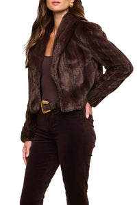 Davy Faux Fur Jacket in  Dark Java Striped Fur