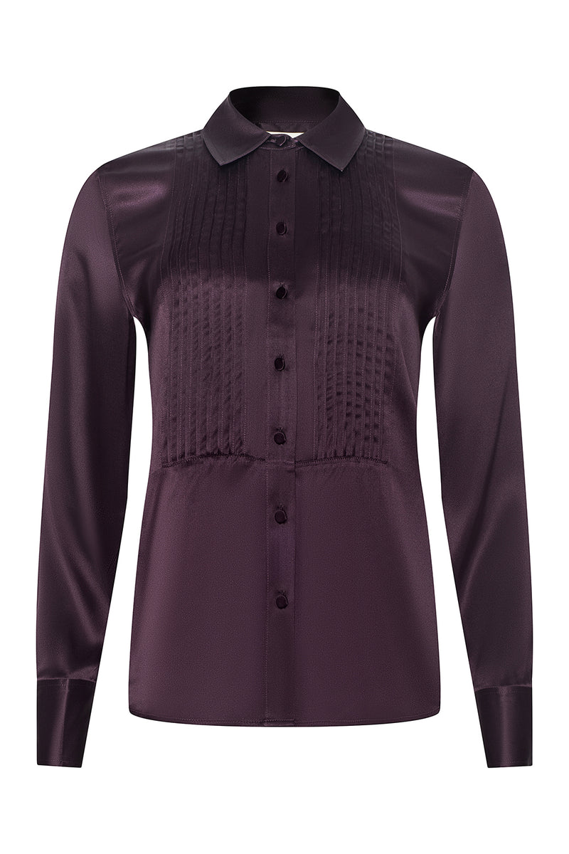 Divya Silk Shirt in Dark Malbec