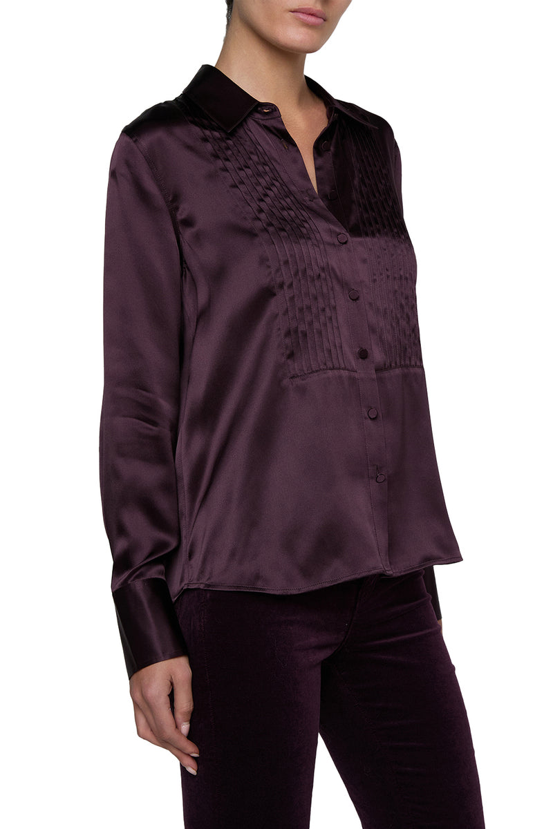 Divya Silk Shirt in Dark Malbec