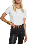 Donna Cropped Velvet Tee in Ivory