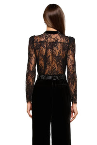 Dorothea Velvet Lace Blouse in Black