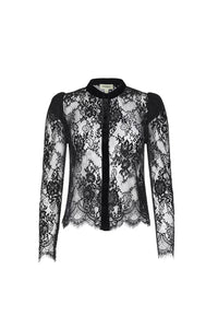 Dorothea Velvet Lace Blouse in Black