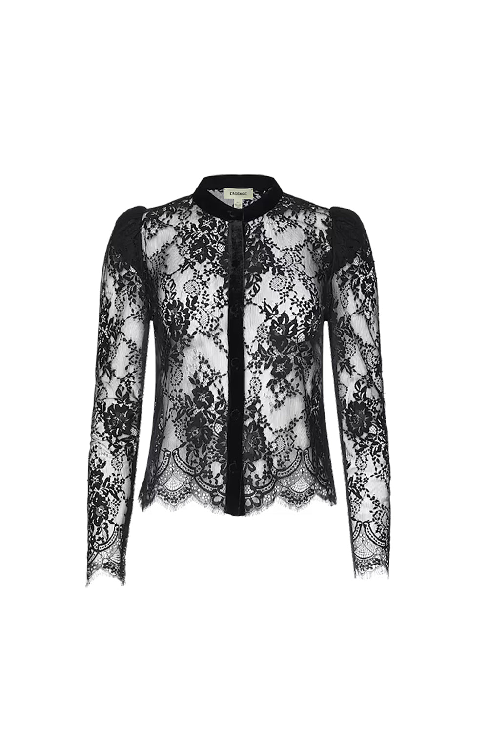 Dorothea Velvet Lace Blouse in Black