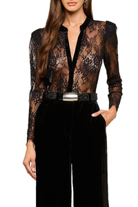 Dorothea Velvet Lace Blouse in Black