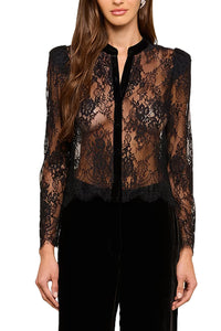 Dorothea Velvet Lace Blouse in Black