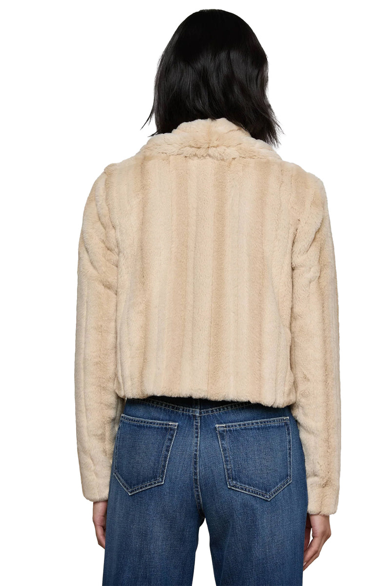 Davy Faux Fur Jacket in Latte Striped Fur
