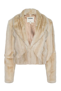 Davy Faux Fur Jacket in Latte Striped Fur