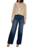 Davy Faux Fur Jacket in Latte Striped Fur