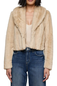 Davy Faux Fur Jacket in Latte Striped Fur