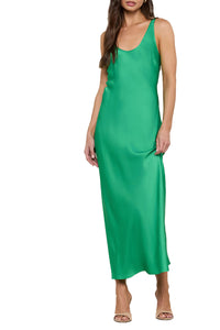 Akiya Satin Maxi Dress in Island Green