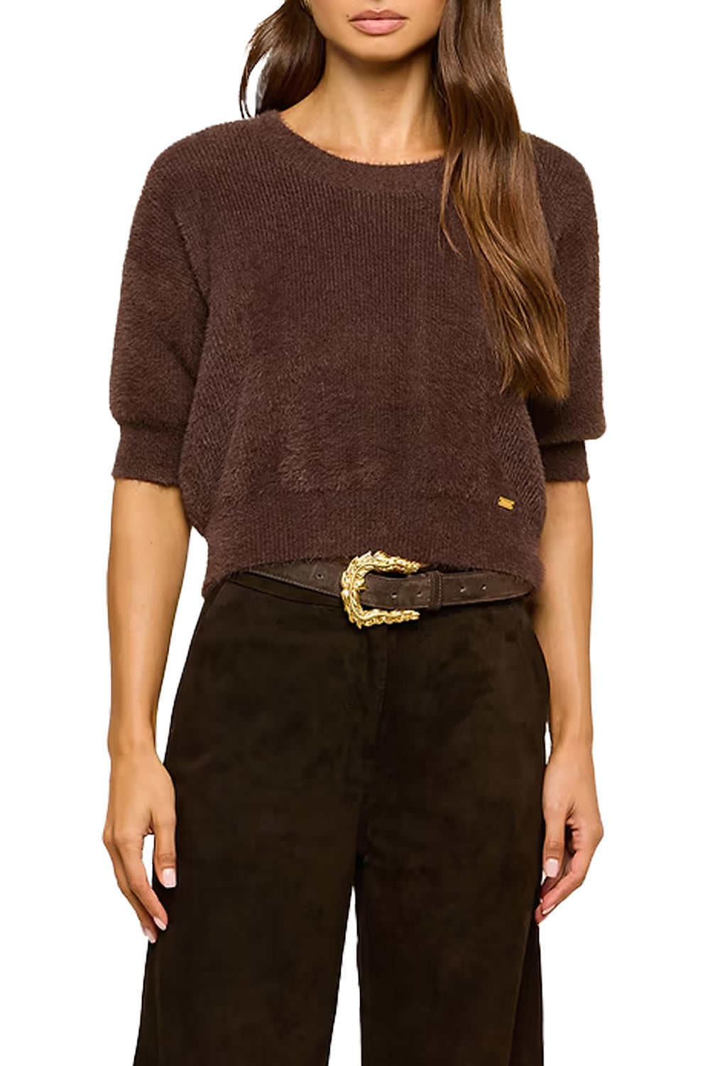 Guinevere Cropped Pullover in Dark Java