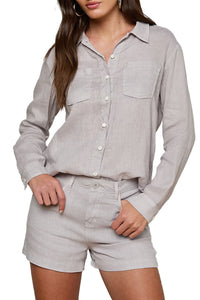 Isla Linen Shirt in Light Pewter